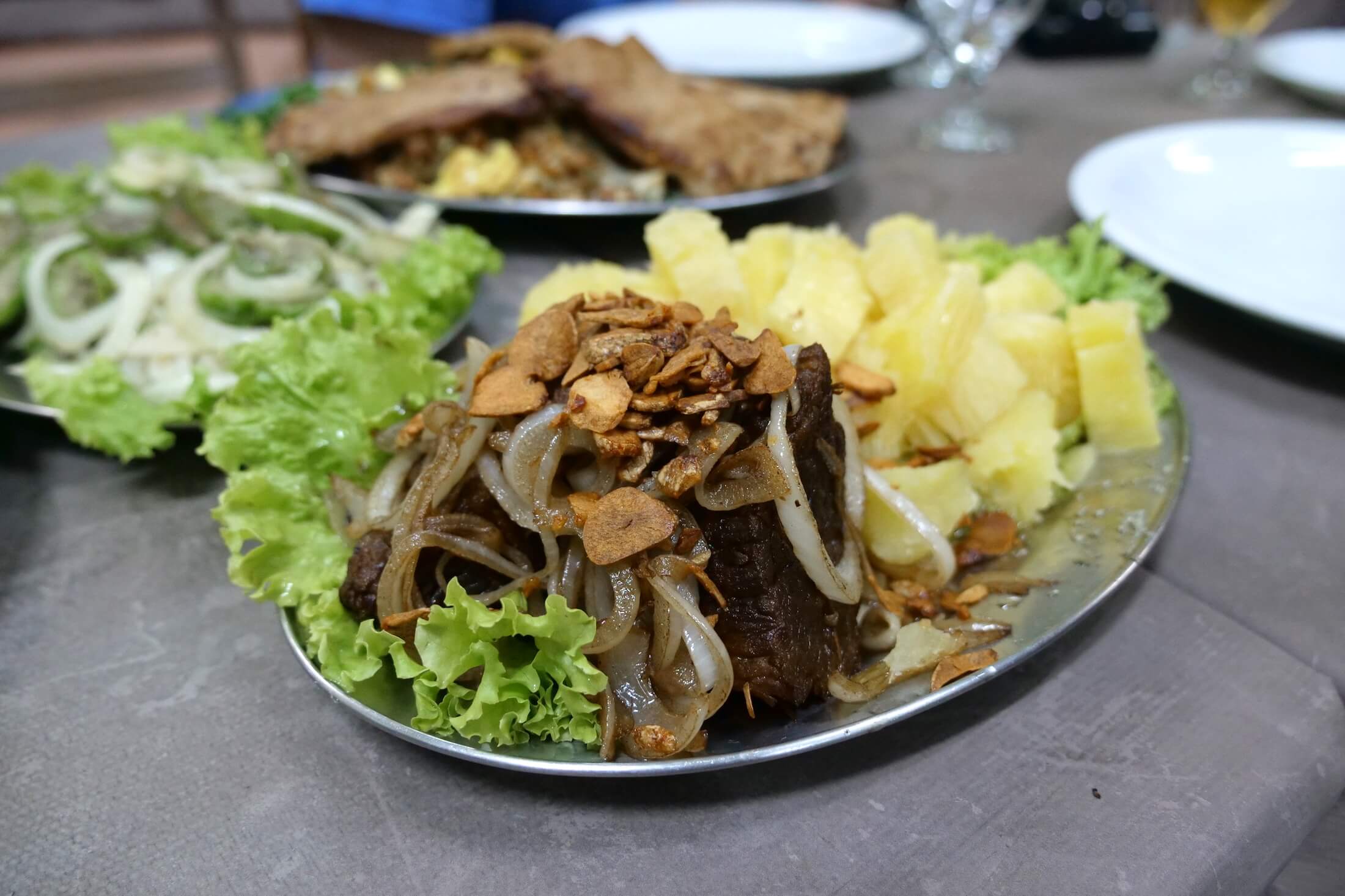 An amazing roast, with a wonderfully deep double cover of garlic and onions